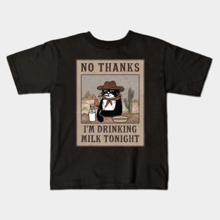 Cowboy cat | Funny cat saying I'm drinking milk Kids T-Shirt